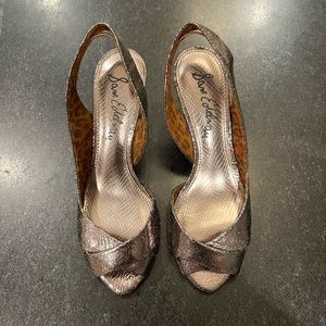 Metallic Grey Leather Sam Edelman Kitten Heels 9.5